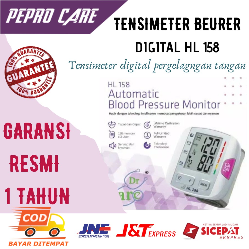 ALAT TENSI DARAH DIGITAL PENGUKUR UKUR TES TENSI CEK TEKANAN DARAH TENSIMETER DR CARE HL 158 PPF 161