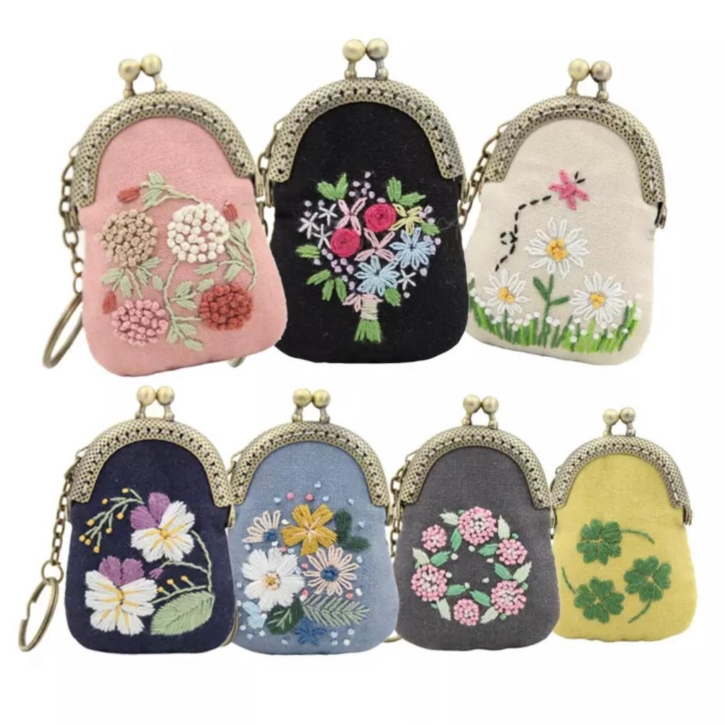 DIY Sulam Mini Bag Coin Embroidery Kit | Necklace Cross Stitch Needlework Handmade Sewing Art Craft