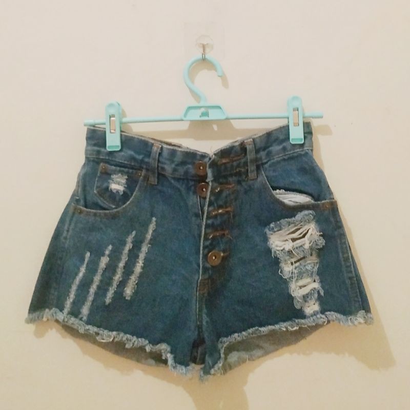 High Waist Jeans Tribal pendek bangkok kancing hidup