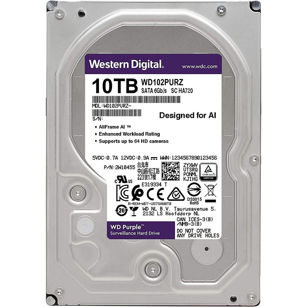 WD PURPLE 10 TB 3,5&quot; SURVEILLANCE CCTV WD PURPLE 10TB