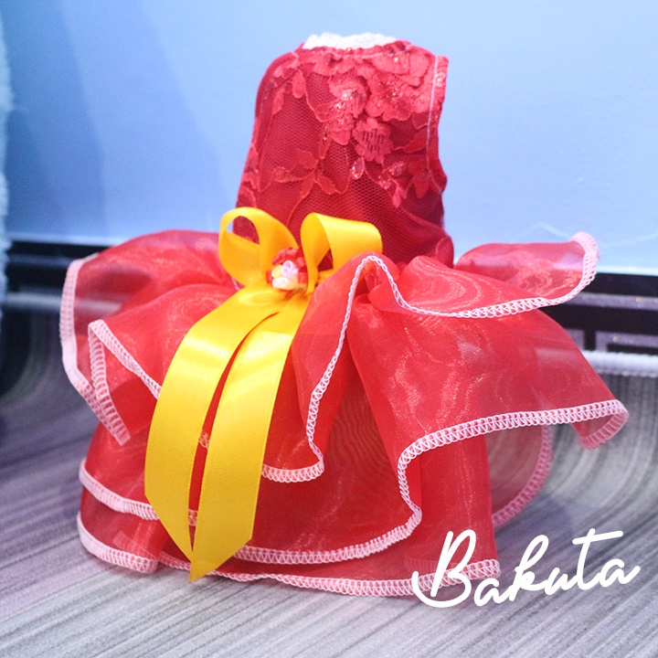 Dress red tutu lucu untuk kucing dan anjing / baju kucing murah size S-XL