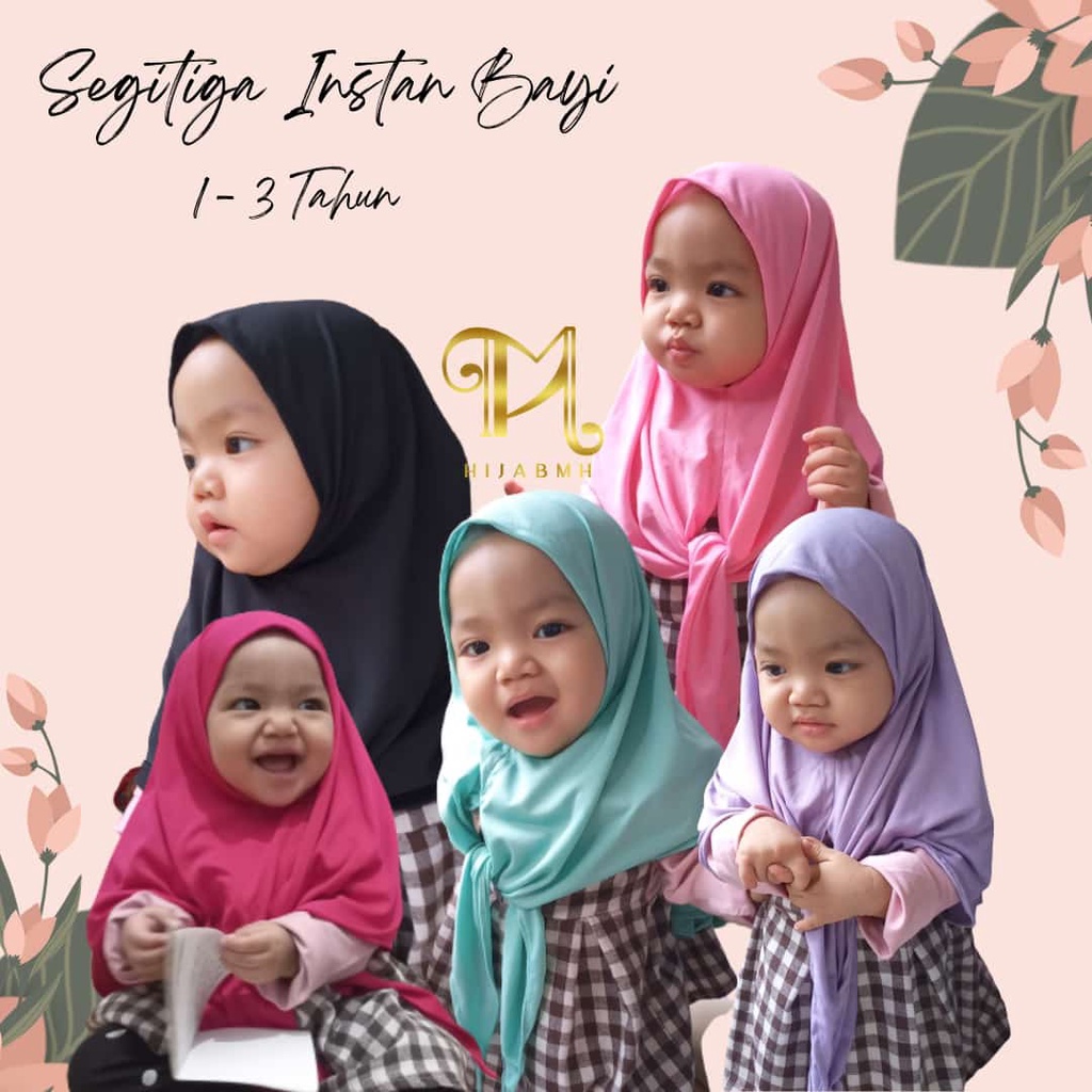 jilbab anak / segitiga instan / JAHIT DI DAGU / 1-3 tahun / jilbab bayi / jilbab instan / KHUMAIRA