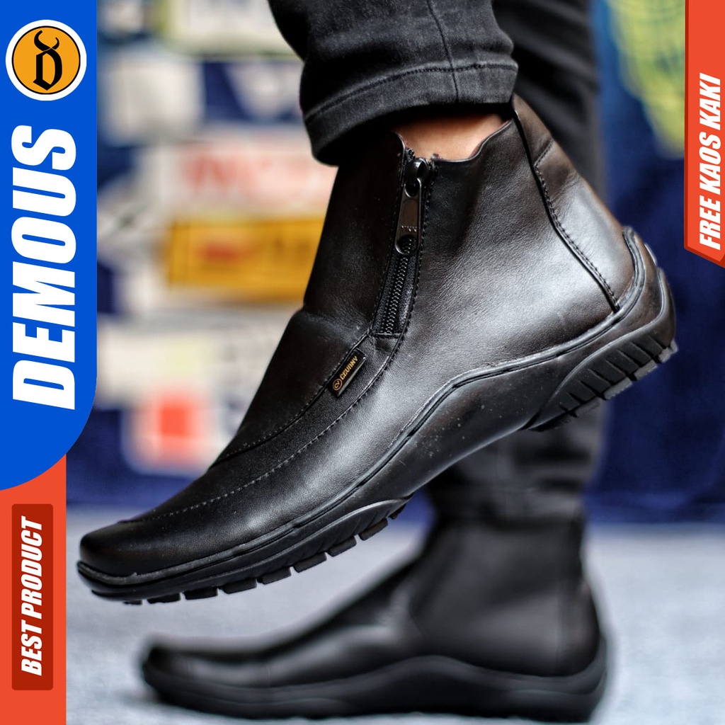 Sepatu Kulit Pria Casual Formal Kerja Hitam Cora Demous