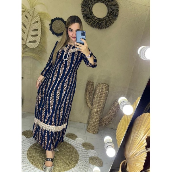DASTER RENDA I LONGDRES RENDA MOTIF SERAT KAYU I LENGAN PANJANG BUSUI RESLETING DEPAN