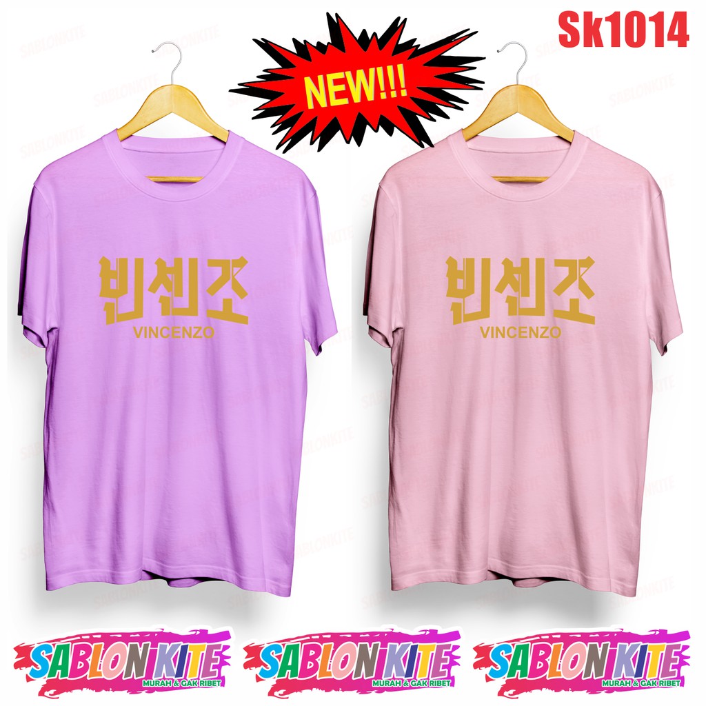 MURAH!!! KAOS DRAKOR TULISAN KOREA VINCENZO SK1014 ADA 8 WARNA UNISEX COMBED 30S