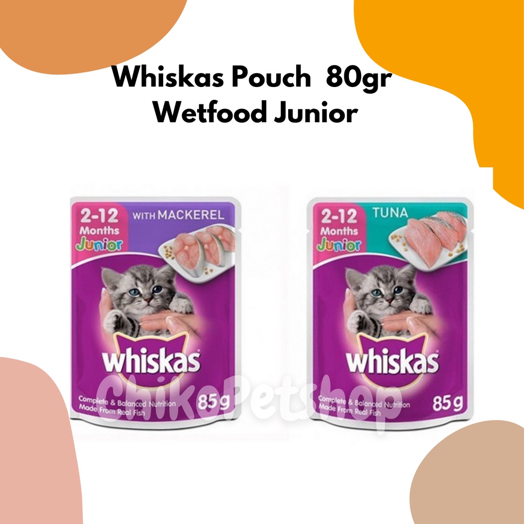 Whiskas Junior Pouch 80 gr - Tuna dan Mackerel Wiskash Makanan basah makanan Anak Kucing Wiskas