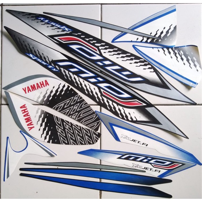 stiker striping Yamaha Mio j sporty 2014 hitam-biru