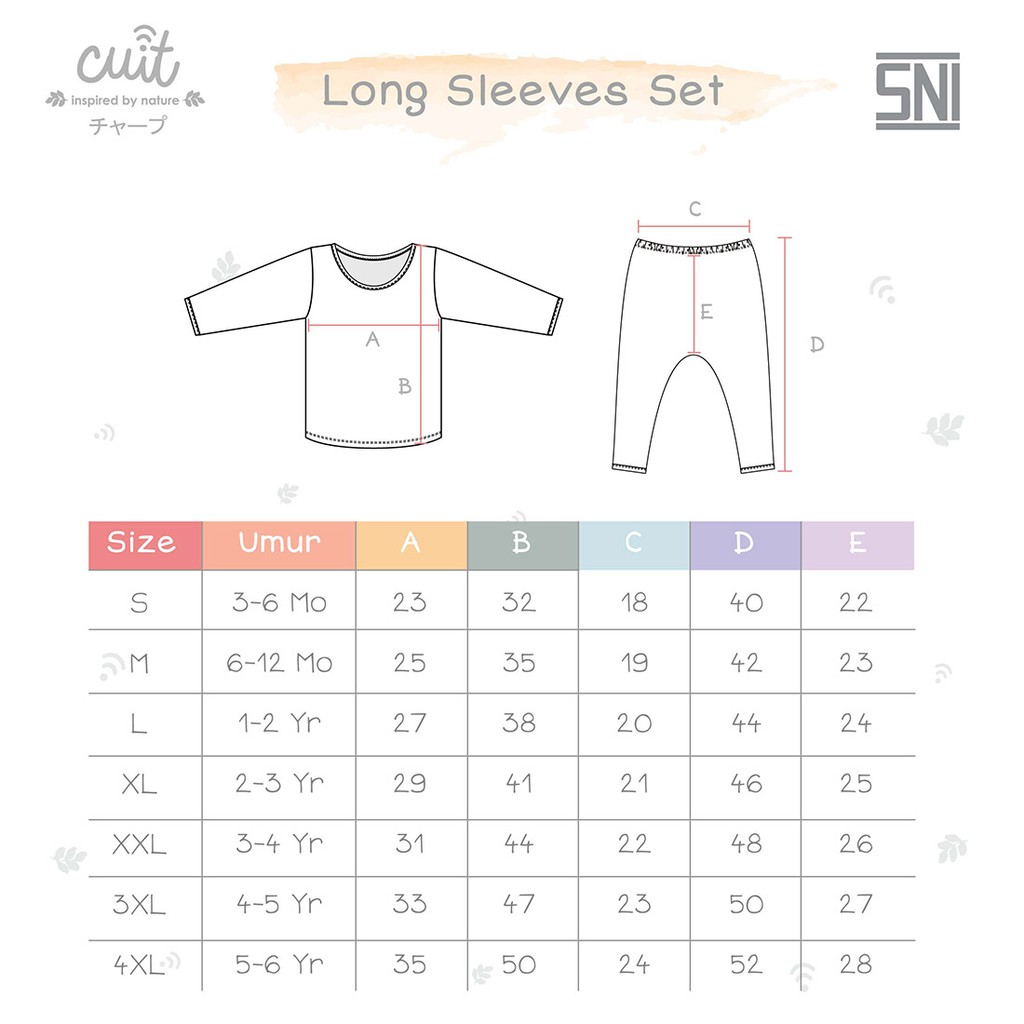 Cuit Setelan Baju Anak BLOCK COLOR Tangan Panjang Celana Panjang - S (3-6 Bulan)