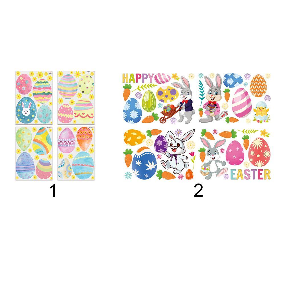Solighter 4pcs/set Paskah Stiker Dinding Telur Kelinci Kamar Anak Dekorasi Rumah Paskah Dekorasi Pintu Mural