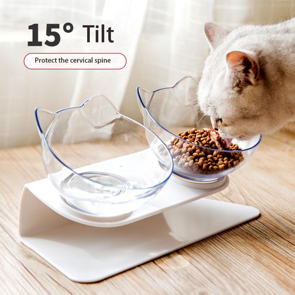 Mangkuk Kucing Nanas Dengan Holder Removable Tilted Transparent Water Bowl Perlengkapan Hewan Peliharaan Telinga Kucing Berbentuk