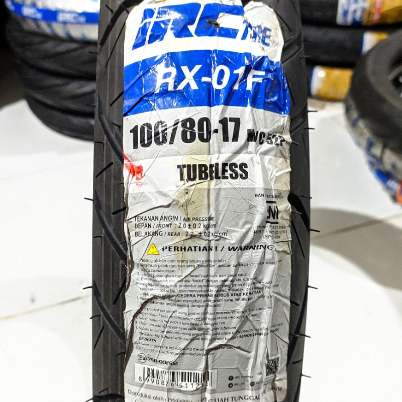 BAN LUAR TUBELESS 100/80-17 RX-01F IRC SEPEDA MOTOR