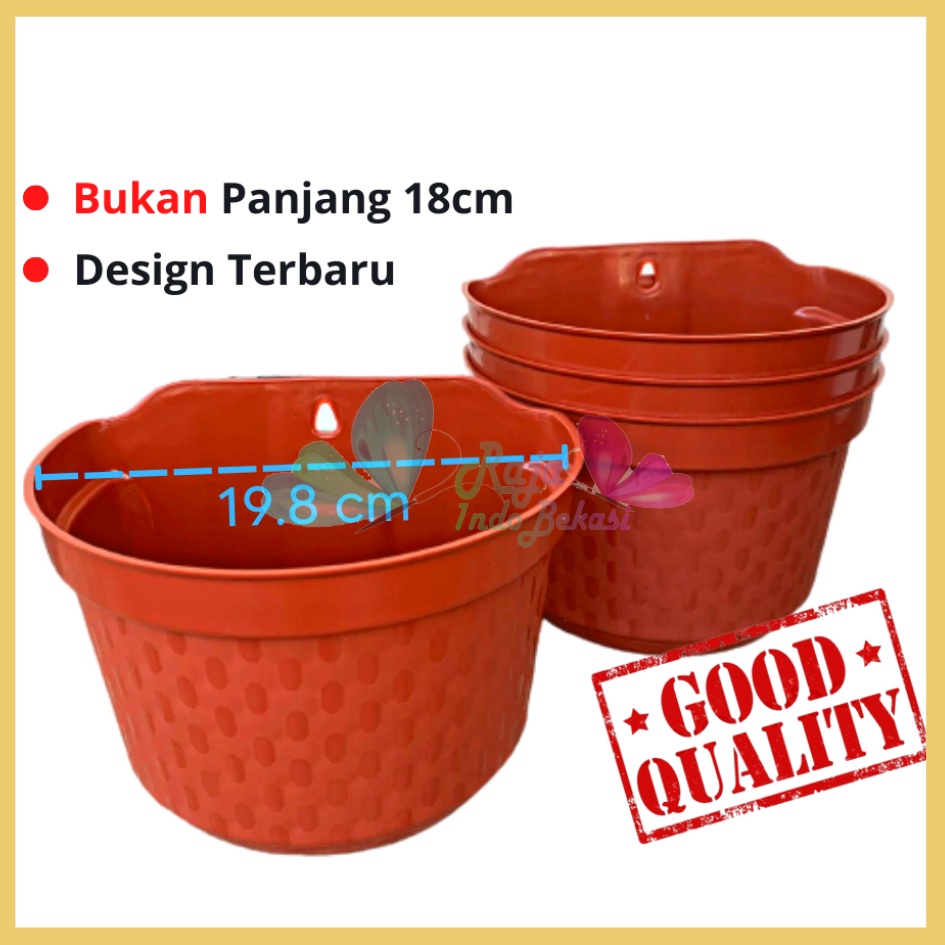 Pot Dinding Cantol Hafa 20 Cm Merah BataTerracota Merah Coklat Pot Dinding Tempel Dekorasi Putih Panjang Aesthetic Besar Kecil Pager Balkon Pagar Unik  Pot Tembok - Tanaman Bunga Hias Dinding Tempel Bibit Plastik TB Flower 22 23 25 27 28 30