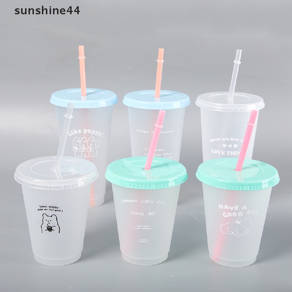 Sunshine Botol Air Minum / Kopi 470 / 700ML Dengan Sedotan Dapat Dipakai Ulang