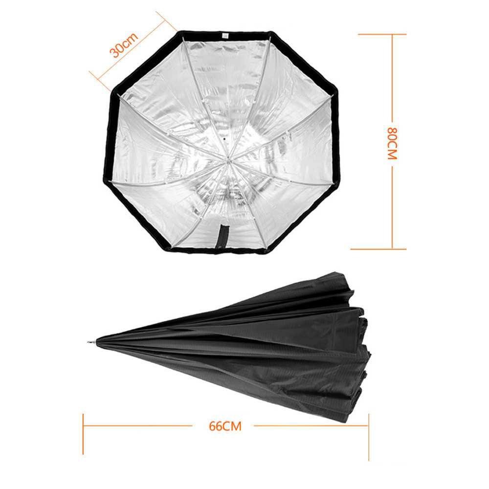 TaffSTUDIO Payung Octagon Softbox Flash Speedlight 80CM - LD-TZ207 [Hitam Silver]