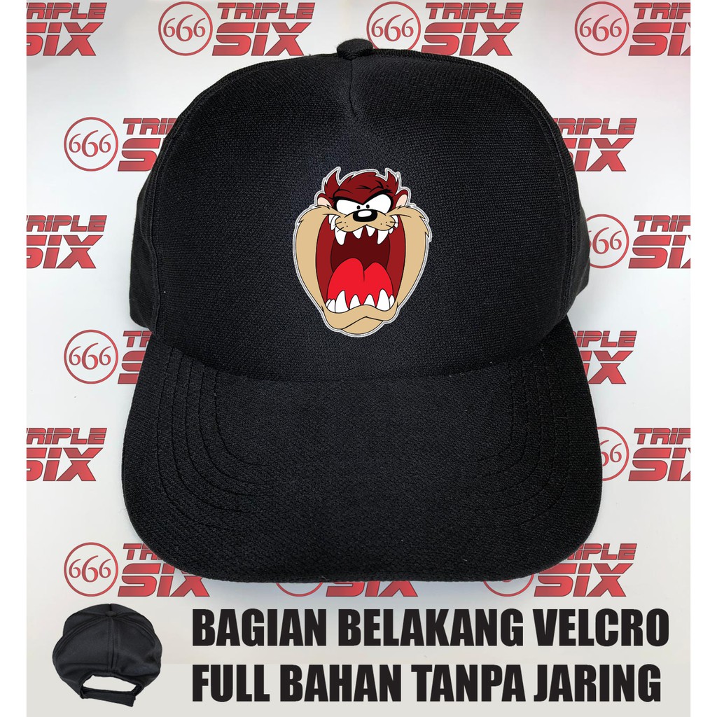 Topi Full kain pengait Velcro desain Tazmania Devils kartun