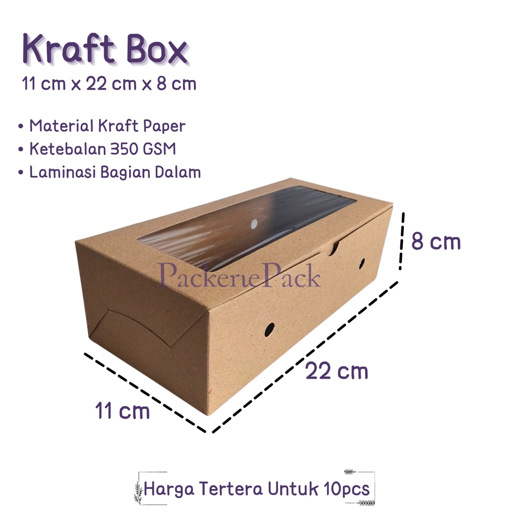 

(10 PCS ) KOTAK DUS KUE KRAFT UK 11 x 22 x 8
