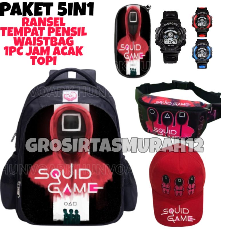 Tas Squid Game Anak - Tas Squid Game Anak Laki laki - Tas Sekolah Anak - Ransel Anak Laki Laki Karakter Squid Game