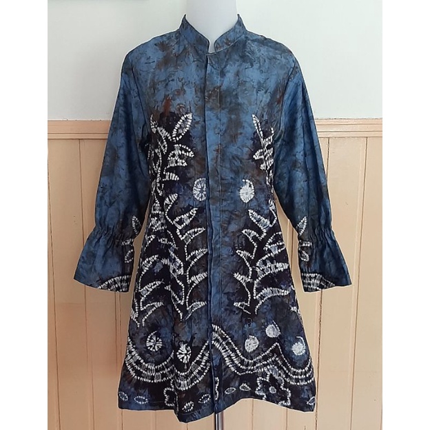 Tunik Sasirangan Baju Atasan Kerja Muslimah Bahan Katun Jumputan Banjarmasin Kalimantan Handmade Uk 