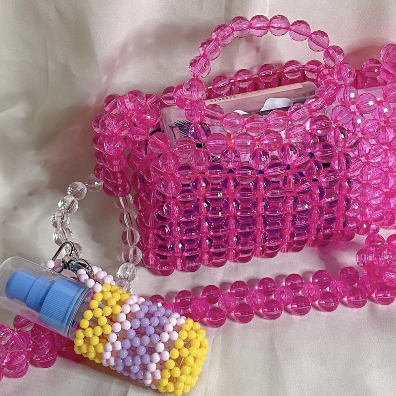 [READYSTOCK SIAP KIRIM] POPPY BEADS BAG | BEADED BAG PAKET HAND SANITIZER HOLDER | TAS SELEMPANG MAN
