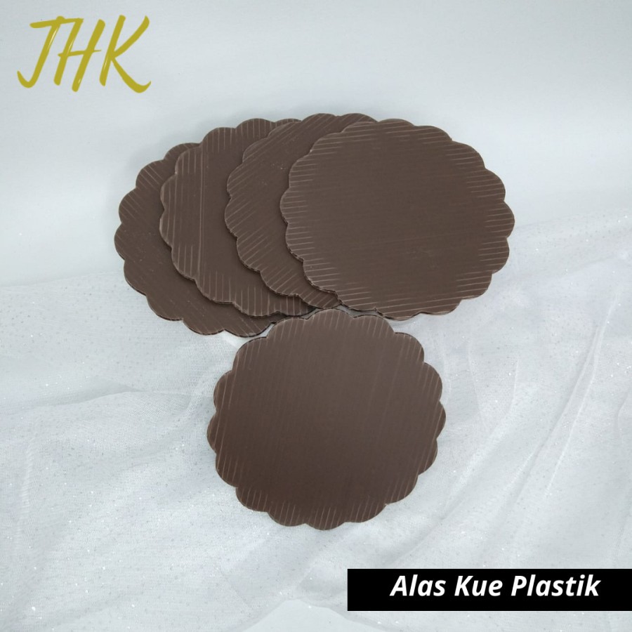 Alas Tatakan Kue Tart Bulat Kotak 22 cm Plastik Impra Board Coklat (10pcs)