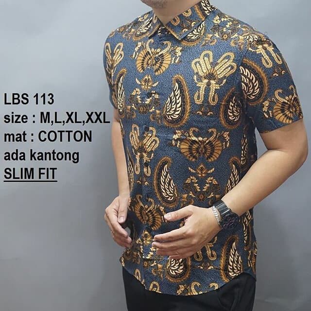 LBS113 KEMEJA BATIK PRIA SLIM FIT MEWAH UNIK BAJU BATIK PRIA BEST SELLER