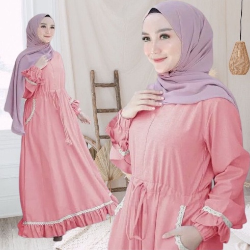 Terbaru Gamis HANIN Dress Muslim Baju Baju Terusan Wanita Gamis Casual