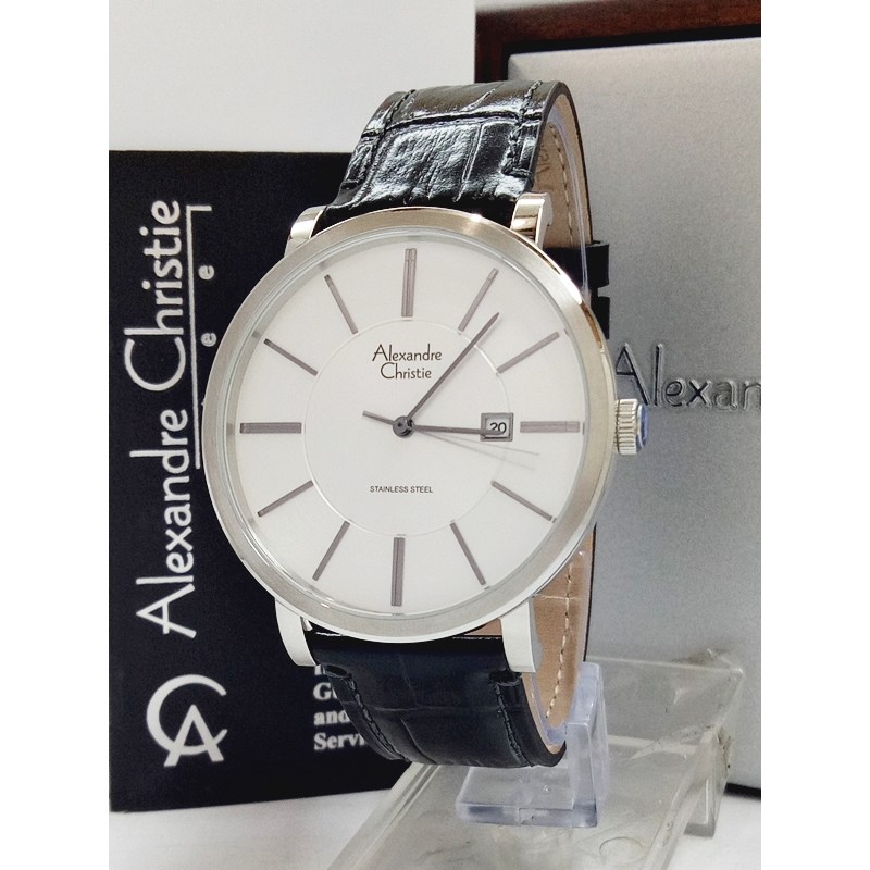 Jam Tangan Pria Alexandre Christie AC 8344 MD BLSVWH Kulit Original
