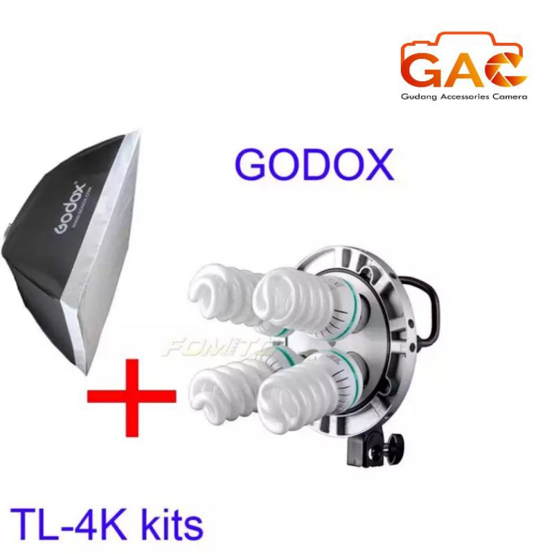 paket GAC lampu GODOX TL-4K TL4K E27 4 Socket bohlam CFL