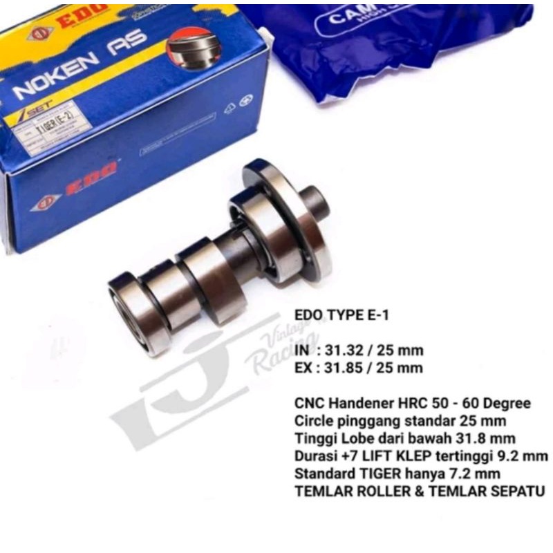 Noken as Camshaft edo RACING E1 lift lebih tinggi Honda Tiger - GL Pro - Herex - CB - Megapro lama o