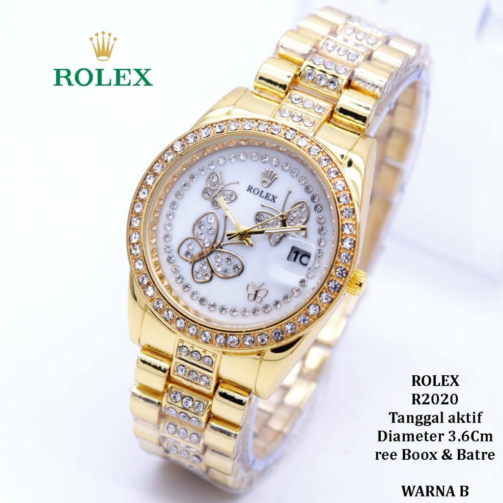 Jam Tangan Wanita/Cewek ROLEX R2020 Tanggal aktif tali rantai