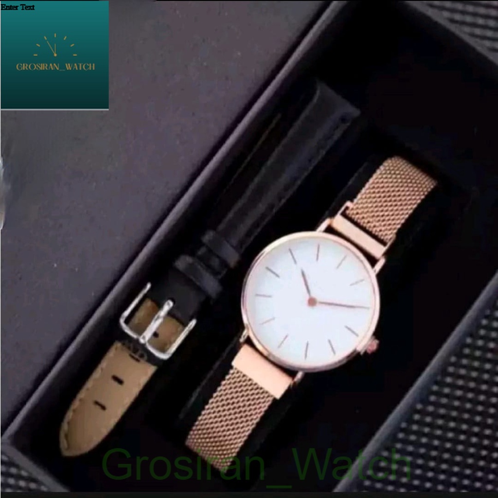 JAM TANGAN WANITA ELEGAN PREMIUM DE STRAP MAGNET SET FREE BOX +TALI CADANGAN [G_W]