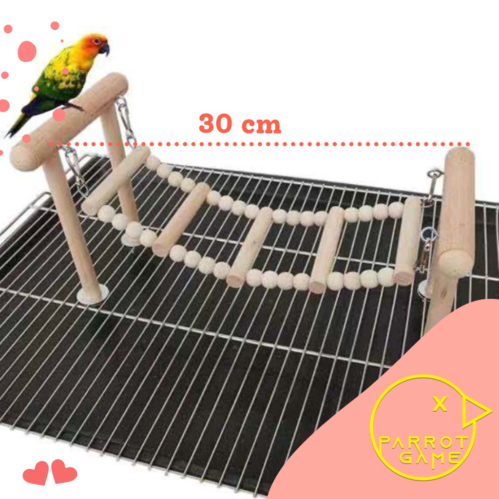 Jembatan tangkringan burung parkit parrot falk lovebird kayu warna coklat muda