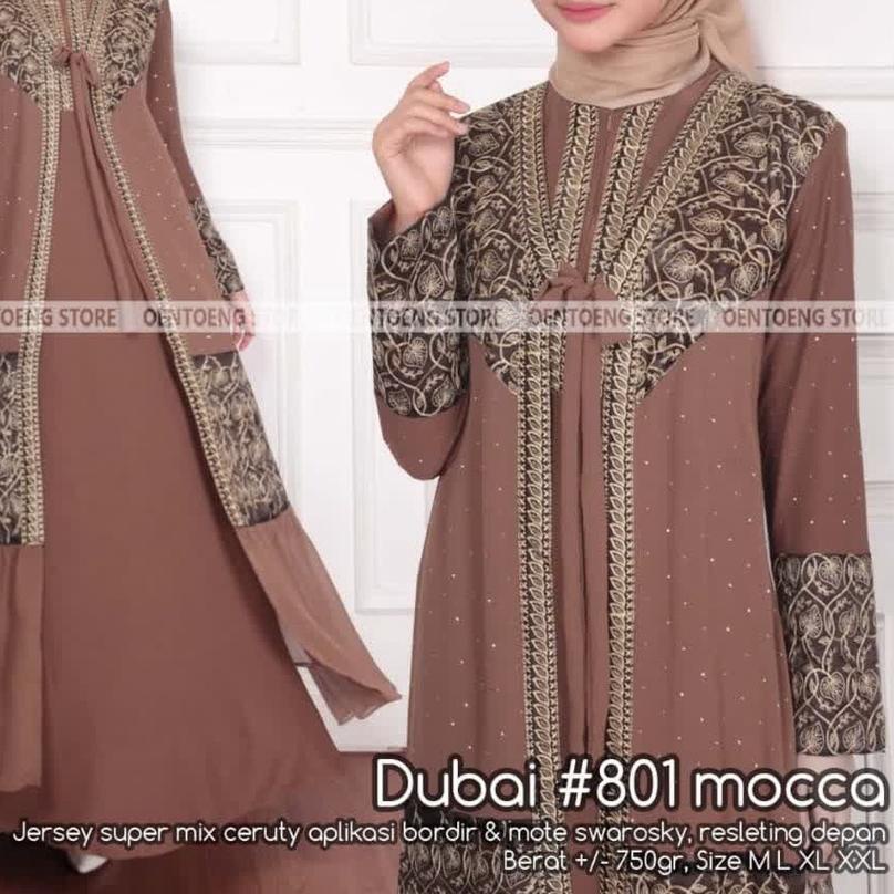 ♢ Gamis abaya Turkey dUBAY #801/ Abaya Arab Hitam Jersey Mix Ceruti Bordir Mote Swarosky Model Terba