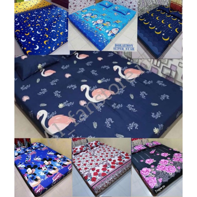 sarung kasur cover ukuran 180x140x10 180x120x10 180x90x10  bahan kain micro adem tidak panas atau luntur