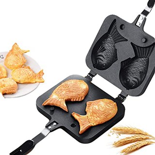 Cetakan taiyaki maker alat cetak double pan fish cake kue tai yaki ikan