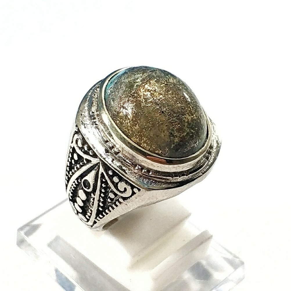 CINCIN BATU AKIK NATURAL PIRUS PERSIA TURQUOISE SERAT EMAS