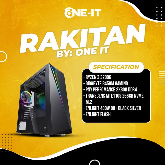 PC Rakitan ryzen 3 3200G | RAM 16 GB | SSD 256 GB nvme m.2