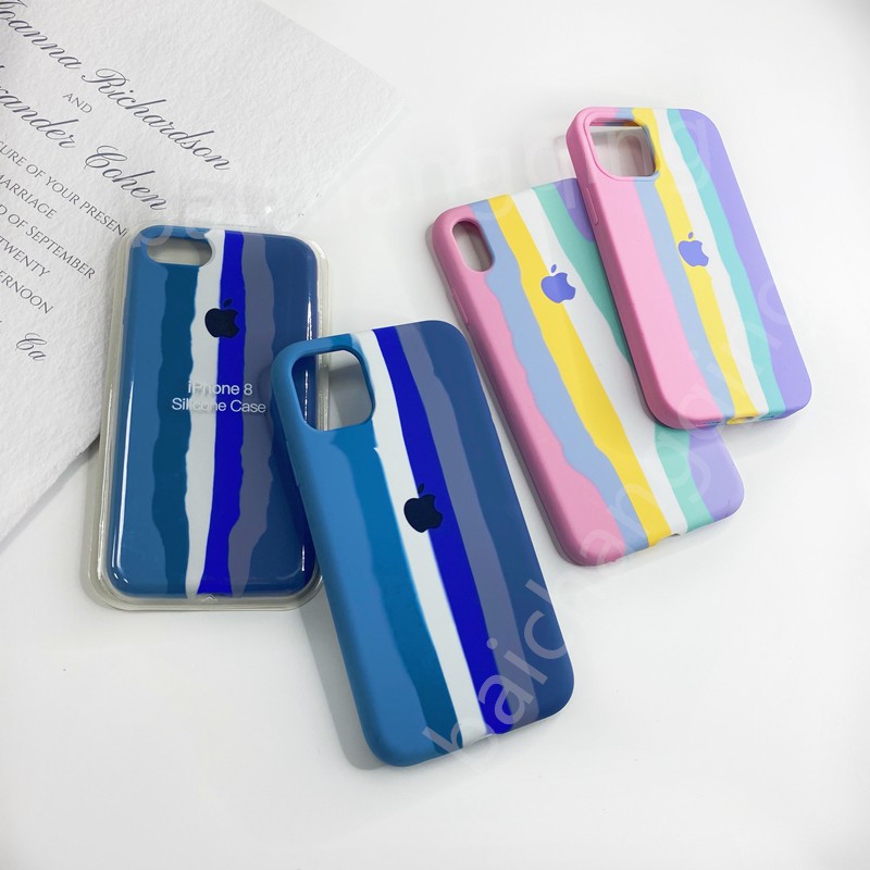 Case Pelindung Bahan Silikon Warna Pelangi Untuk Iphone 12 12pro 12promax 12mini 11 Pro Max X Xr Xs Max 7plus 8plus I6 6s