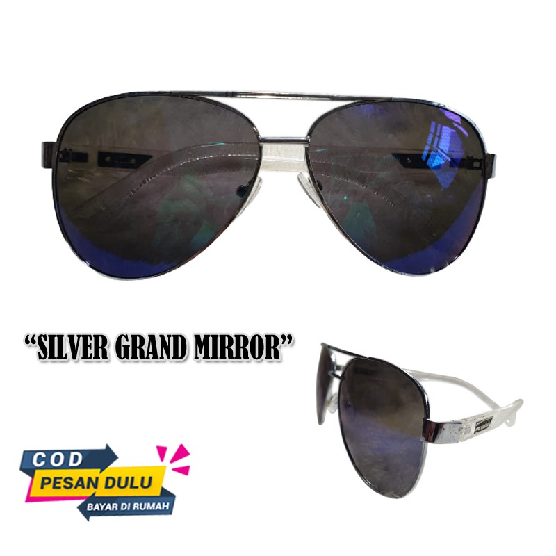 Kacamata Hitam Pria Wanita Gaya Fashion Korean Style Blue lans Retro Aviator Sunglasses Square Lens