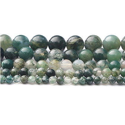 38 Cm/4-12 Mm 32-89 Pcs Manik-manik Batu Alam Lumut Agate Bulat Longgar Spacer Manik-manik untuk Membuat Perhiasan DIY Gelang/Kalung Aksesoris