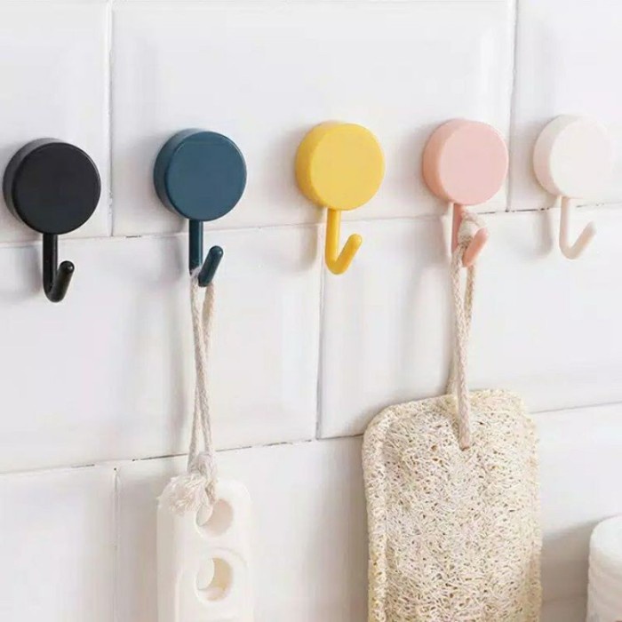 BAROKAH Gantungan Bulat Hook Tempel rak rack Baju Dinding Serbaguna wc Kamar Mandi Dapur  Single Hook Wall