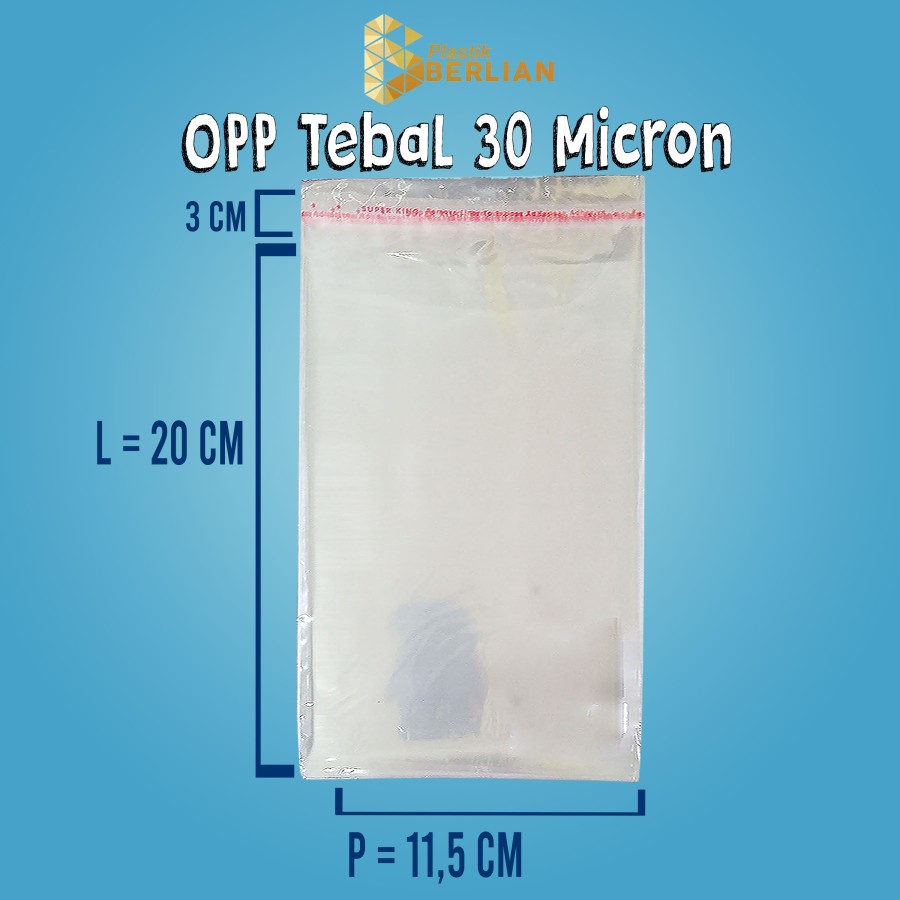 

11,5 X 20 cm Plastik OPP TEBAL 30 MICRON (100 lbr)