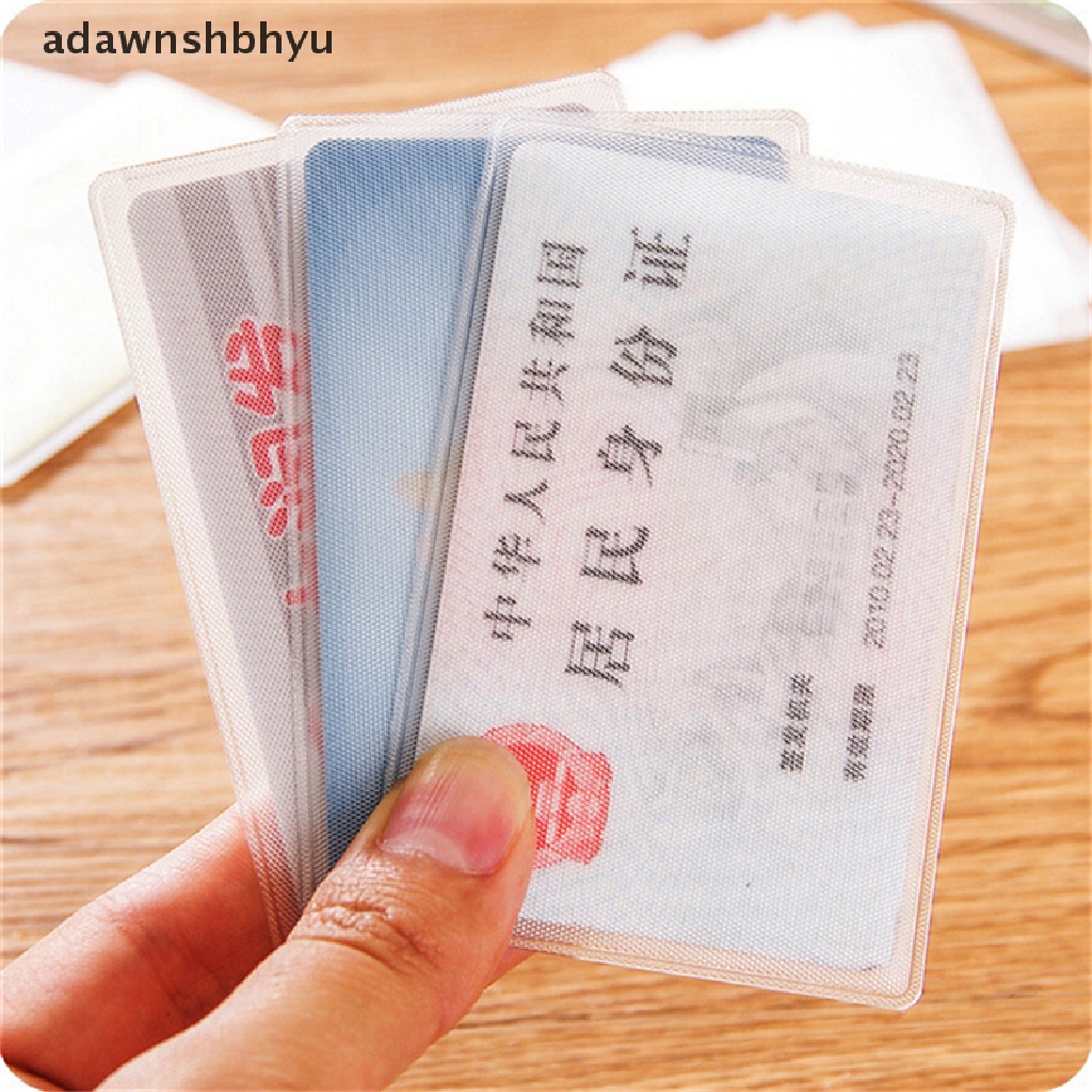 Adawnshbhyu 10PCS PVC Tempat Kartu Kredit Melindungi ID Card Name Card Cover Bening Frosted