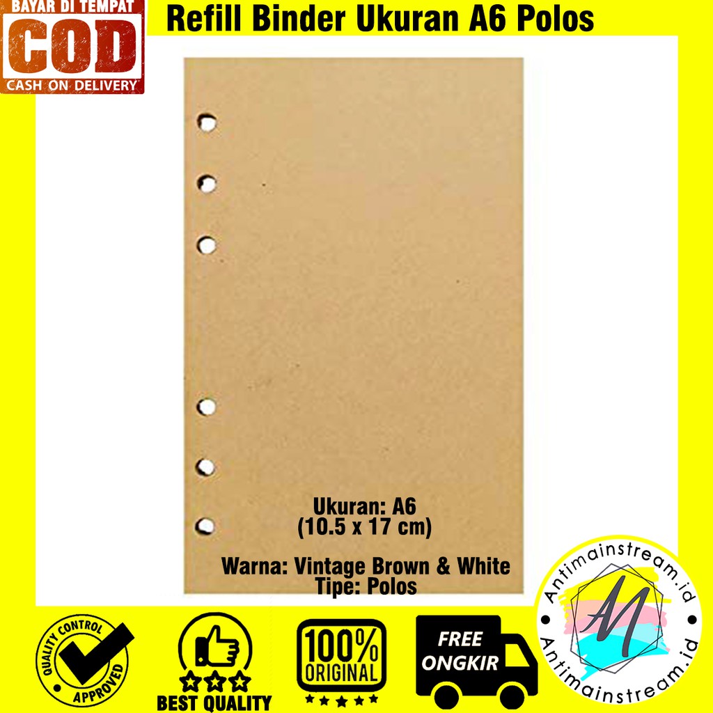 Refill Isi Buku Binder Ukuran A6 Warna  Vintage  Brown White  Isi 