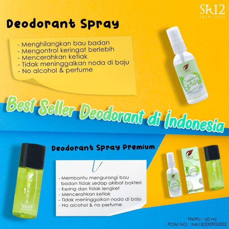 Deodorant Best Seller SR12 Penghilang Bau Badan Non Alcohol Original BPOM