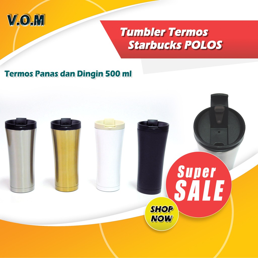 VOM-Tumbler Termos Starbucks POLOS 500ml Termos Panas dan Dingin 0531