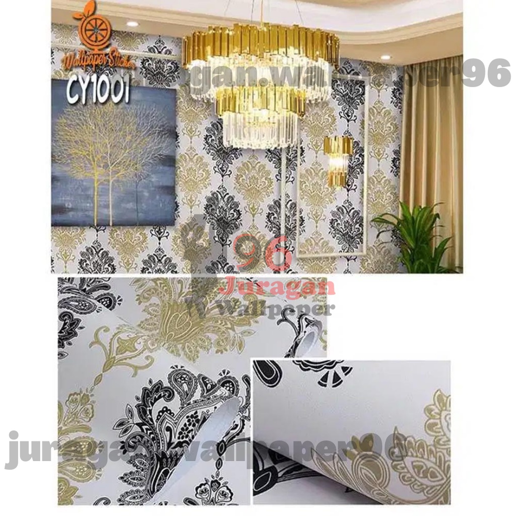 Juragan Wallpaper Stiker Dinding PVC Anti Air / Wallpaper kamar Tidur Promo Murah Batik Lemon Bahan 