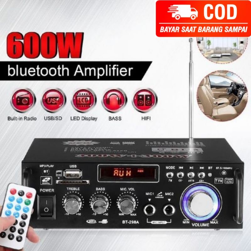 COD Power Ampli Amplifier Bluetooth 600W Karaoke Home Theater FM Radio