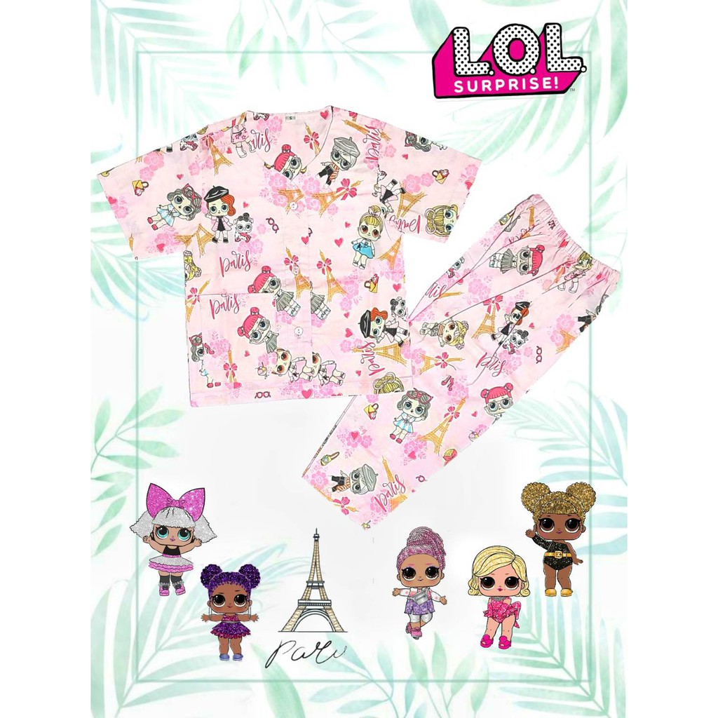 Piyama Anak Perempuan Baju Tidur Anak Katun Premium Tanpa Kerah LOL
