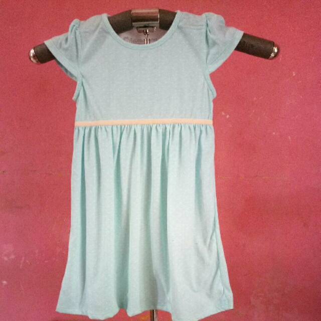 Dress anak babyblue polka putih branded 5 tahun